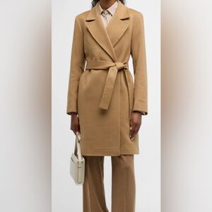 Fleurette 100% Cashmere Belted Wrap Camel Coat *Some Flaws*